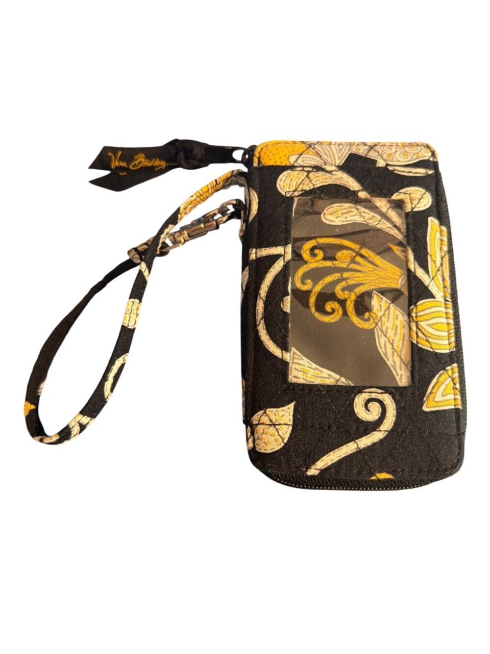 Vera Bradley Zip Wristlet Wallet Yellow Bird Retired Zip Around ID Slot Pockets